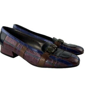 Vintage Margaret J plaid leather loafer  with small heel